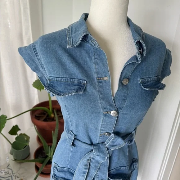Women’s SHEIN Denim Button-Down Dress Size Large - Picture 3 of 10